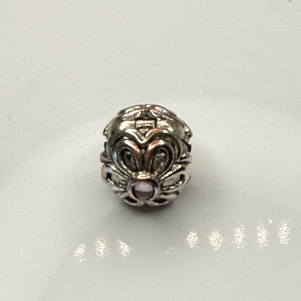 Retired Pandora Floral Bud Clip – Sterling Silver with Lavender Cabochon –790267